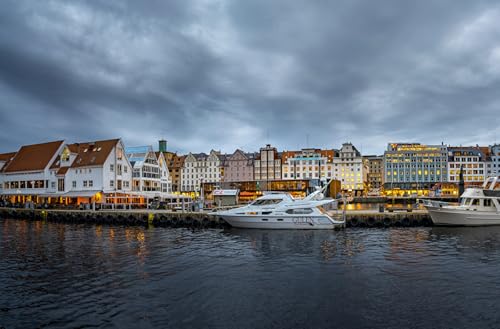 GLHUIOZ 1000 Teile, Premium Quality, für Erwachsene und Kinder ab 6 Jahren Puzzle Norwegen Flüsse Marinas Yacht Bergen 75x50cm von GLHUIOZ