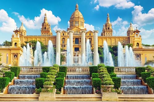 GLHUIOZ 1500 Stück Puzzles für Erwachsene Teenager Stress abbauen Familien-Puzzlespiel mit Poster 1500-teiliges Puzzle Kinder Lernspiel Spielzeug Geschenk Spanien Brunnen Nationalmuseum Kunst 87x57cm von GLHUIOZ