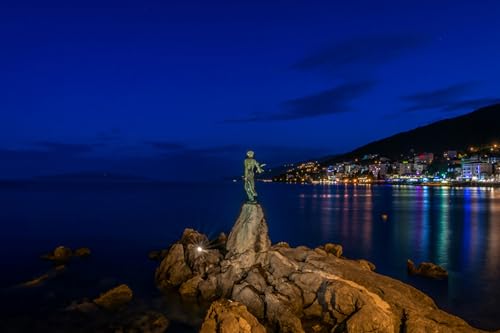 GLHUIOZ 1500 Teile Holzpuzzle DIY Scenery Abstract Moderne Wohnkultur Wandkunst Intelligenz Spiel Einzigartiges Geschenk Opatija Kroatien Meeresdenkmäler 87x57cm von GLHUIOZ