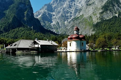 GLHUIOZ 1500 Teile Holzpuzzle DIY Scenery Abstract Moderne Wohnkultur Wandkunst Intelligenz Spiel Einzigartiges Geschenk See Kirche Deutschland Königssee 87x57cm von GLHUIOZ