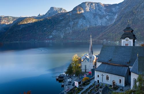 GLHUIOZ 500 Teile, Premium Quality, für Erwachsene und Kinder ab 6 Jahren 500pcs, Berge Küste Österreich Kirche 52x38cm von GLHUIOZ