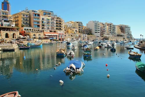 GLHUIOZ 500 Teile, Premium Quality, für Erwachsene und Kinder ab 6 Jahren 500pcs, Malta Marinas Motorboot 52x38cm von GLHUIOZ