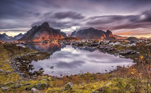 GLHUIOZ 500 Teile Holzpuzzle DIY Scenery Abstract Moderne Wohnkultur Wandkunst Intelligenz Spiel Einzigartiges Geschenk Norwegen Lofoten 52x38cm von GLHUIOZ