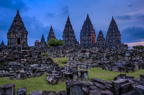 GLHUIOZ 500 Teile-Legespiel, Geschicklichkeitsspiel für die ganze Familie, Erwachsenenpuzzle ab 6 Jahren, Puzzle Erwachsene Indonesien Tempel Prambanan-Tempel 52x38cm von GLHUIOZ