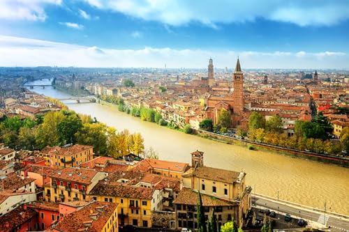 GLHUIOZ 500 Teile-Legespiel, Geschicklichkeitsspiel für die ganze Familie, Erwachsenenpuzzle ab 6 Jahren, Puzzle Erwachsene Verona Italien Flüsse 52x38cm von GLHUIOZ