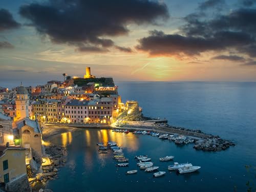 GLHUIOZ 500 Teile Puzzle für Erwachsene und Kinder ab 6 Jahren Italien Marinas Flussboot 52x38cm von GLHUIOZ