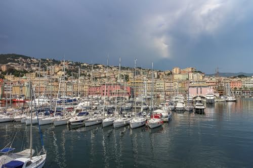 GLHUIOZ 500 Teile Puzzle für Erwachsene und Kinder ab 6 Jahren Italien Marinas Yacht Genua 52x38cm von GLHUIOZ