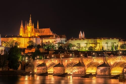 GLHUIOZ 500 Teile Puzzle für Erwachsene und Kinder ab 6 Jahren Prager Republik Flüsse Brücken 52x38cm von GLHUIOZ