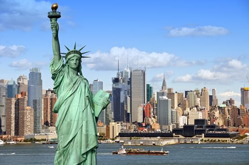GLHUIOZ 500 Teiliges Puzzle für Erwachsene,Familien recycelbare Materialien und hochauflösendes Druckpuzzle,Familienspiel,Geschenk und Geschenk für Liebhaber oder Freunde. USA Freiheitsstatue Stadt von GLHUIOZ