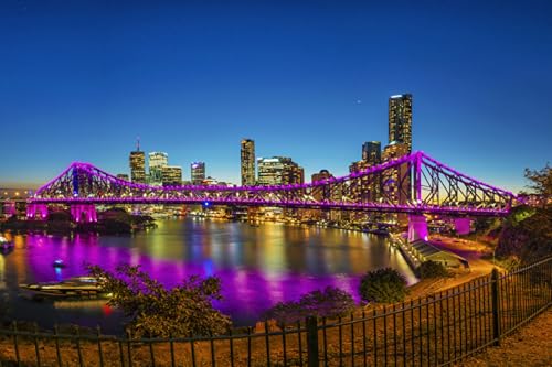 GLHUIOZ Puzzle 1000 Teile,Puzzle für Erwachsene,Impossible Puzzle,Geschicklichkeitsspiel für die ganze Familie,Home Dekoration Puzzle，Puzzle farbenfrohes Legespiel Australien Brisbane Flüsse Brücken von GLHUIOZ