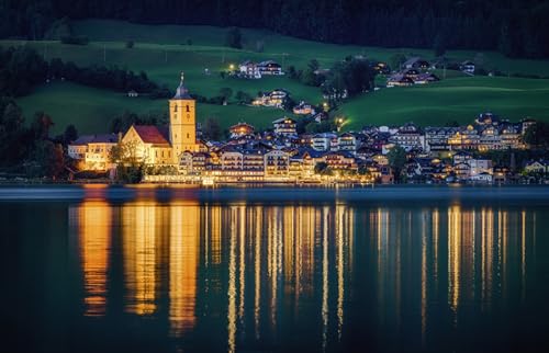 GLHUIOZ Puzzle 1000 Teile DIY Wohnkultur Erwachsene Puzzle DIY Kit Holzspielzeug Einzigartiges Geschenk Wohnkultur Austria Wolfgang 75x50cm von GLHUIOZ