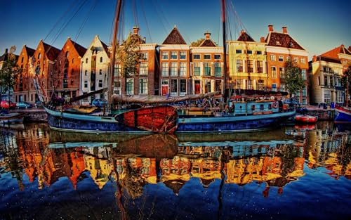 GLHUIOZ Puzzle 1000 Teile Erwachsene Hölzern Puzzles für Erwachsene Lernspiel Herausforderungsspielzeug 1000-teilige Hölzern Puzzles für Erwachsene Kinder Niederlande 75x50cm von GLHUIOZ