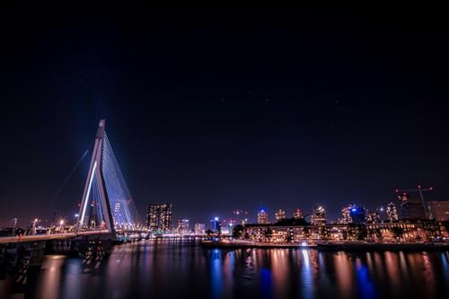 GLHUIOZ Puzzle 1000 Teile Erwachsene Hölzern Puzzles für Erwachsene Lernspiel Herausforderungsspielzeug 1000-teilige Hölzern Puzzles für Erwachsene Kinder Rotterdam Deutschland Flüsse Brücken 75x50cm von GLHUIOZ