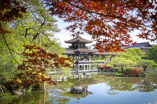 GLHUIOZ Puzzle 1000 Teile - Puzzel für Erwachsene - 100% Recycelten hölzern Jigsaw Puzzle Erwachsene und Kinder - Familienspaß Japan-Tempel Kyoto Taihei Kaku 75x50cm von GLHUIOZ