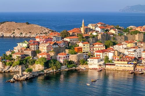 GLHUIOZ Puzzle 1000 Teile ab 9 Jahren, Erwachsenenpuzzle mit Panoramabild, Geschicklichkeitsspiel für die ganze Familie, ideal als Wandbild, Türkische Küste Marinas Amasra 75x50cm von GLHUIOZ