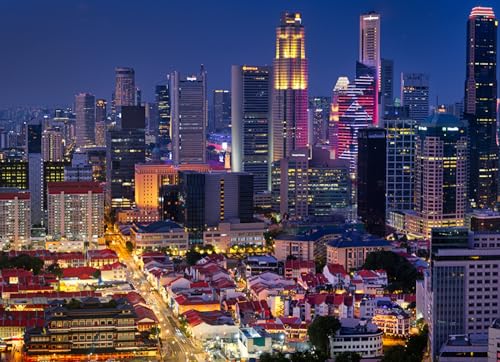 GLHUIOZ Puzzle 1500 Teile,Puzzle für Erwachsene, Impossible Puzzle, Geschicklichkeitsspiel für die ganze Familie,Home Dekoration Puzzle，Puzzle farbenfrohes Legespiel Singapur 87x57cm von GLHUIOZ