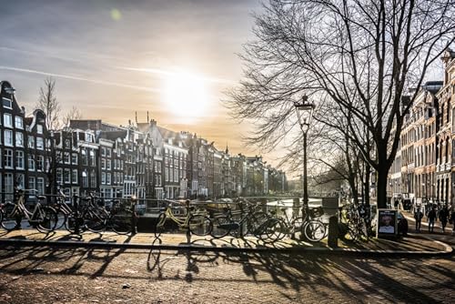 GLHUIOZ Puzzle 1500 Teile Puzzle für Erwachsene und Kinder ab 6 Jahren Puzzle für Wohnkultur Amsterdam Niederlande Fahrrad 87x57cm von GLHUIOZ