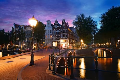 GLHUIOZ Puzzles 1000 Teile Puzzles für Erwachsene Lernspiel Herausforderung Spielzeug 1000 Teile Puzzles für Erwachsene Kinder Niederlande Amsterdam Brücken 75x50cm von GLHUIOZ