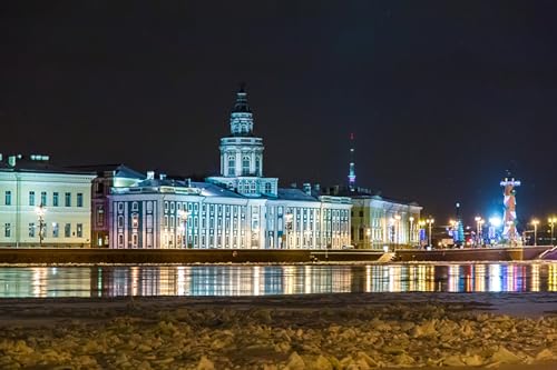 GLHUIOZ Puzzles 1500 Teile Puzzles für Erwachsene Lernspiel Herausforderung Spielzeug 1500 Teile Puzzles für Erwachsene Kinder Russland Petersburg Flüsse Kunstkamera 87x57cm von GLHUIOZ