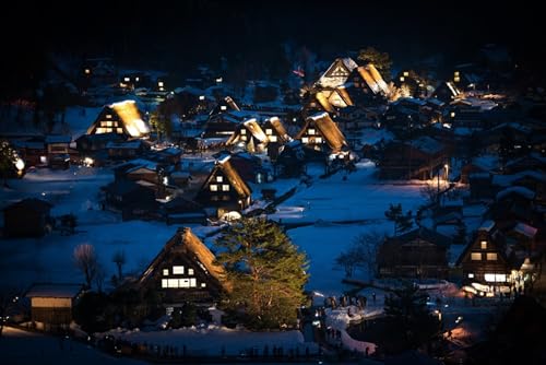 GLHUIOZ Puzzles 500 Teile Puzzles für Erwachsene Lernspiel Herausforderung Spielzeug 500 Teile Puzzles für Erwachsene Kinder Japan Shirakawa Honshu 52x38cm von GLHUIOZ