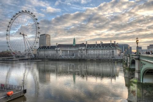 GLHUIOZ Puzzles für Erwachsene ， Puzzles ， 1000 Stück ， Holzpuzzle Flüsse England Riesenrad London 75x50cm von GLHUIOZ