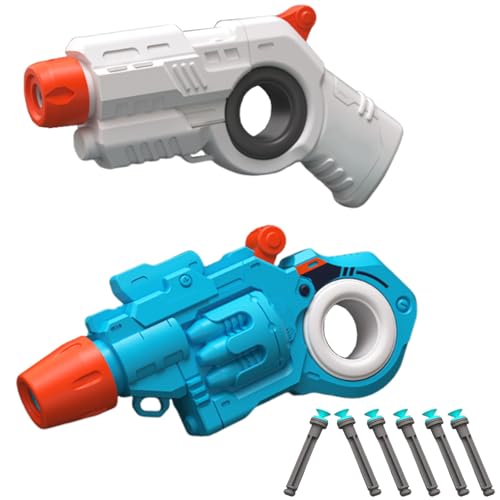 Fingerspielzeug Doppelte Gun,+6 Soft Bullet Gun Toy,Mehrere SpielmöGlichkeiten Mit Fingertip-Rad Kompakt Und Leicht BootfäHig Anti Stress Spielzeug, Zum Sammeln/Verschenken (Blue+White) von GLHYUOP