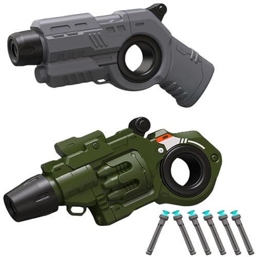Fingerspielzeug Doppelte Gun,+6 Soft Bullet Gun Toy,Mehrere SpielmöGlichkeiten Mit Fingertip-Rad Kompakt Und Leicht BootfäHig Anti Stress Spielzeug, Zum Sammeln/Verschenken (Gray+Green) von GLHYUOP