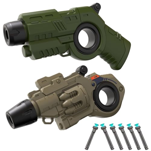 Fingerspielzeug Doppelte Gun,+6 Soft Bullet Gun Toy,Mehrere SpielmöGlichkeiten Mit Fingertip-Rad Kompakt Und Leicht BootfäHig Anti Stress Spielzeug, Zum Sammeln/Verschenken (Sand+Green) von GLHYUOP
