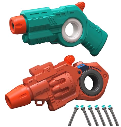 Fingerspielzeug Doppelte Gun,+6 Soft Bullet Gun Toy,Mehrere SpielmöGlichkeiten Mit Fingertip-Rad Kompakt Und Leicht BootfäHig Anti Stress Spielzeug, Zum Sammeln/Verschenken (orange+Green) von GLHYUOP