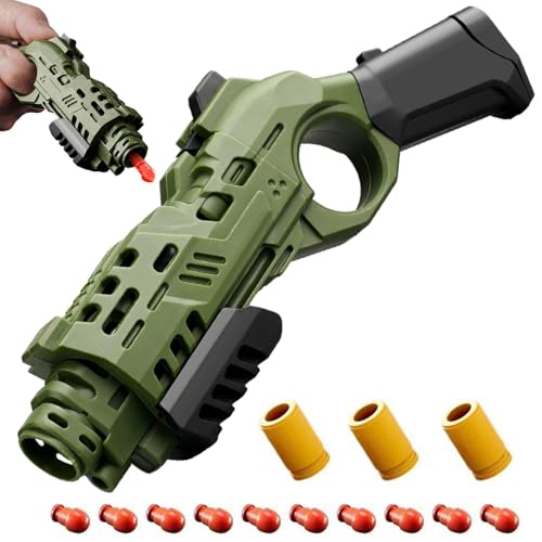 GLHYUOP EDC Spielzeugpistole Anti Stress Spielzeug,Dekompression Ziehen BootfäHig Soft Bullet Spielzeugpistole +10 Weiche BäLle, Mehrere SpielmöGlichkeiten von GLHYUOP