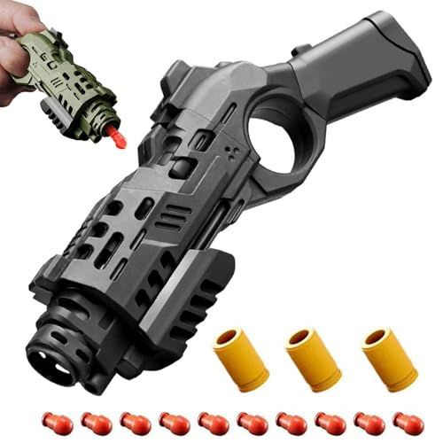 GLHYUOP EDC Spielzeugpistole Anti Stress Spielzeug,Dekompression Ziehen BootfäHig Soft Bullet Spielzeugpistole +10 Weiche BäLle, Mehrere SpielmöGlichkeiten von GLHYUOP