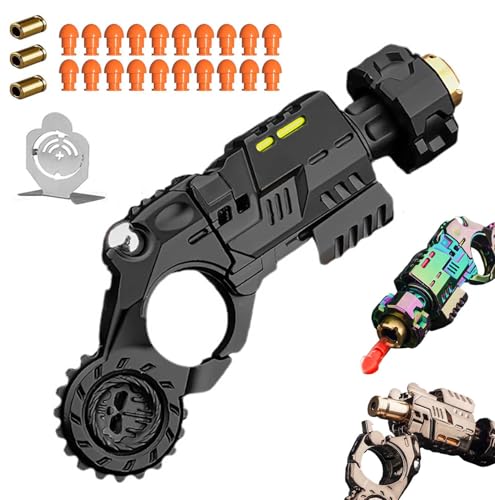 Metall EDC Spielzeugpistole,+ 20 Soft Bullet Anti-Stress Spielzeug Mehrere Spielmodi Soft Bullet Guns Toy with Mini-Stahlscheibe, Zum Sammeln/Verschenken von GLHYUOP
