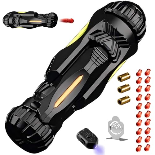 Metall EDC Spielzeugpistole, Drehen Dekomprimieren Soft Bullet Guns Toy + 20 Soft Bullet with Mini-Stahlscheib FüLllicht, Startbar Anti Stress Spielzeug (Black) von GLHYUOP