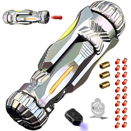 Metall EDC Spielzeugpistole, Drehen Dekomprimieren Soft Bullet Guns Toy + 20 Soft Bullet with Mini-Stahlscheib FüLllicht, Startbar Anti Stress Spielzeug (Gray) von GLHYUOP