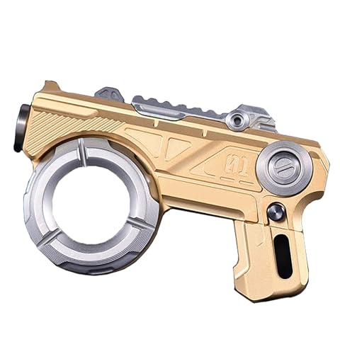Metall EDC Spielzeugpistole, Titanlegierung Fingerspitzen Mechanisches Spielzeug Mit Druckkarten Trendiges Druckentlastendes Metallspielzeug (Gold) von GLHYUOP