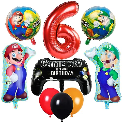 Luftballon Geburtstag 6 Jahre, 9 PCS Geburtstags Ballons für Kinder, Thema Party Ballon Dekoration, Kindergeburtstag Party Dekoration, Folienballon 6 Geburtstag Kinder (6 Jahre) von GLICERINA