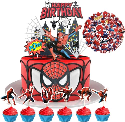 Tortendeko Geburtstag, Kuchen Topper, Cake Topper Geburtstag Animation Sticker Set Happy Birthday Cake Topper - 30 Cupcake Deko, 50 Aufkleber für Kinder Geburtstag Mottoparty von GLICERINA