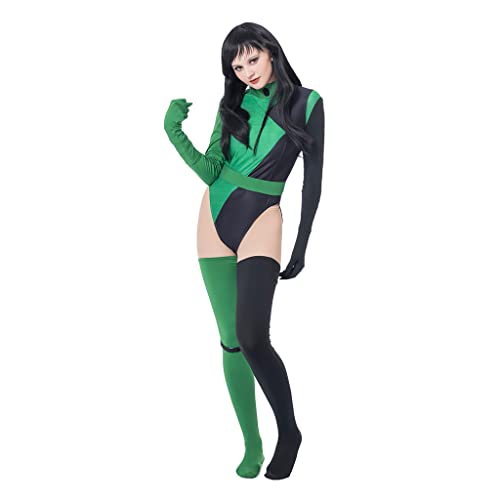 GLIMMERCOS Damen KP Shego Kostüm Superschurke Bodysuits Jumpsuits Grüner Uniformanzug Halloween Cosplay Outfits (XXXL) von GLIMMERCOS