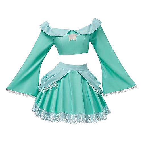 GLIMMERCOS Damen Prinzessin Peach Daisy Bowsette Rosalina Kostüm-Outfits Rollenspiel Lolita-Kleid Crop Top Rock-Anzug (Grün, M) von GLIMMERCOS