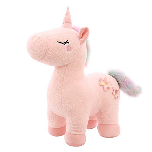 GLITZFAS Kuscheliges Plüsch Einhorn mit bunter Mähne Stofftier Plüschtier Kuscheltier für Mädchen (Rosa,30cm) von GLITZFAS