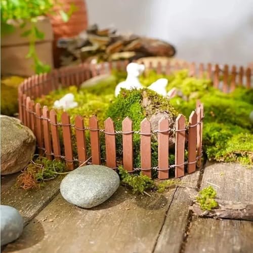 Gartenzaun aus Holz, 90 x 5 cm, Miniatur-Landschaftsdekoration, für Bastelarbeiten, Puppenhaus, Sukkulentententöpfe, Spielzeughäuser, Weiß, Braun, Natur (Braun) von GLOBALHUT