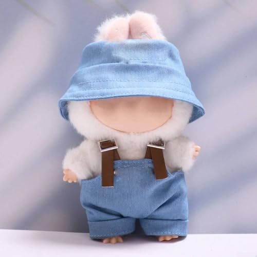 Kunstvoll gearbeitetes Puppen-Outfit für 17 cm große Sammlerstücke, inklusive Hut und Overall (blau) von GLOBALHUT