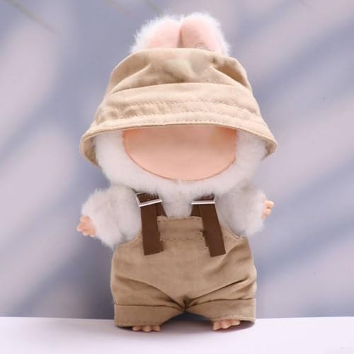 Kunstvoll gearbeitetes Puppen-Outfit für 17 cm große Sammlerstücke, inklusive Hut und Overall (braun) von GLOBALHUT