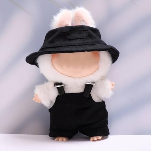 Kunstvoll gearbeitetes Puppen-Outfit für 17 cm große Sammlerstücke, inklusive Hut und Overall (schwarz) von GLOBALHUT