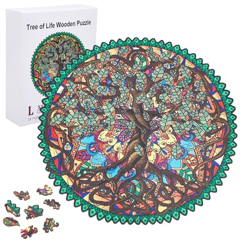 GLOBLELAND 120 Stück Baum des Lebens Holzpuzzles Für Erwachsene, Runde Puzzles, Bunte Holzpuzzles Für Erwachsene, Für Geburtstag, Weihnachten, 28.7x28.4 cm GLOBLELAND 120 Stück Baum des Lebens Holzpuzzles Für Erwachsene, Runde Puzzles, Bunte Holzpuzzles Für Erwachsene, Für Geburtstag, Weihnachten, 28.7x28.4 cm von GLOBLELAND