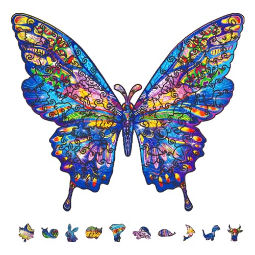 GLOBLELAND 120 Stück Schmetterlings Puzzle Aus Holz Für Erwachsene Schmetterlings Puzzle Aus Holz Für Erwachsene Bunte Tier Puzzles Für Geburtstage, Weihnachten, Halloween, 224x190 mm/8.8x7.5 Zoll GLOBLELAND 120 Stück Schmetterlings Puzzle Aus Holz Für Erwachsene Schmetterlings Puzzle Aus Holz Für Erwachsene Bunte Tier Puzzles Für Geburtstage, Weihnachten, Halloween, 224x190 mm/8.8x7.5 Zoll von GLOBLELAND