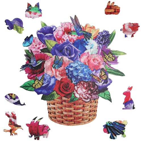 GLOBLELAND 120-Teiliges Holzpuzzle Für Erwachsene, Blumenkorb-Puzzle, Buntes Holzpuzzle Für Erwachsene, Für Geburtstag, Weihnachten, 28.5x29.5 cm GLOBLELAND 120-Teiliges Holzpuzzle Für Erwachsene, Blumenkorb-Puzzle, Buntes Holzpuzzle Für Erwachsene, Für Geburtstag, Weihnachten, 28.5x29.5 cm von GLOBLELAND