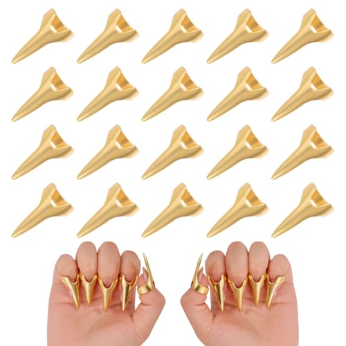 GLOBLELAND 20 Stück Goldene Fingerkrallen Ringe für Cosplay Retro Legierung Vollnagel Set Gothic Punk Rock Talon Nagel Fingerspitze Kralle für Vampir Katze Wolf Cosplay Nail Art Halloween Kostüm GLOBLELAND 20 Stück Goldene Fingerkrallen Ringe für Cosplay Retro Legierung Vollnagel Set Gothic Punk Rock Talon Nagel Fingerspitze Kralle für Vampir Katze Wolf Cosplay Nail Art Halloween Kostüm von GLOBLELAND