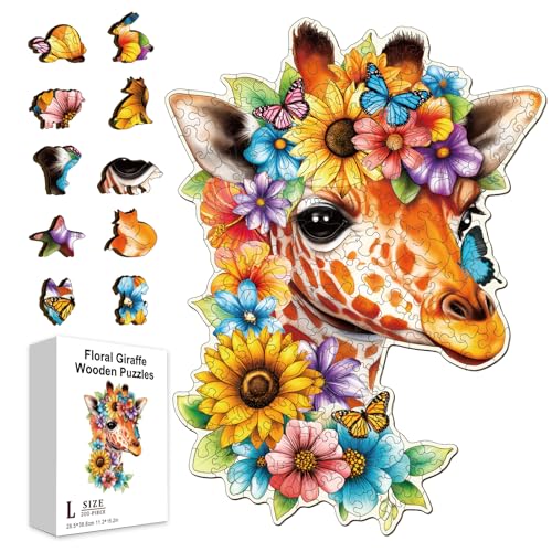 GLOBLELAND 200 Stück Blumen Giraffen Puzzle Aus Holz Für Erwachsene 15.3x11.2Zoll Schmetterling Bunt Einzigartig Puzzle In Tierform Für Feiertage Geburtstage Jahrestage GLOBLELAND 200 Stück Blumen Giraffen Puzzle Aus Holz Für Erwachsene 15.3x11.2Zoll Schmetterling Bunt Einzigartig Puzzle In Tierform Für Feiertage Geburtstage Jahrestage von GLOBLELAND