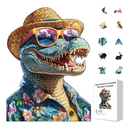 GLOBLELAND 200 Stück Brillenkrokodil Holzpuzzle Für Kleinkinder Lernpuzzle Für Die Freizeit Urlaubspuzzle Farbenfrohe Einzigartig Geformte Puzzles Geburtstagsgeschenke Für Das Lernen Im Vorschulalter GLOBLELAND 200 Stück Brillenkrokodil Holzpuzzle Für Kleinkinder Lernpuzzle Für Die Freizeit Urlaubspuzzle Farbenfrohe Einzigartig Geformte Puzzles Geburtstagsgeschenke Für Das Lernen Im Vorschulalter von GLOBLELAND